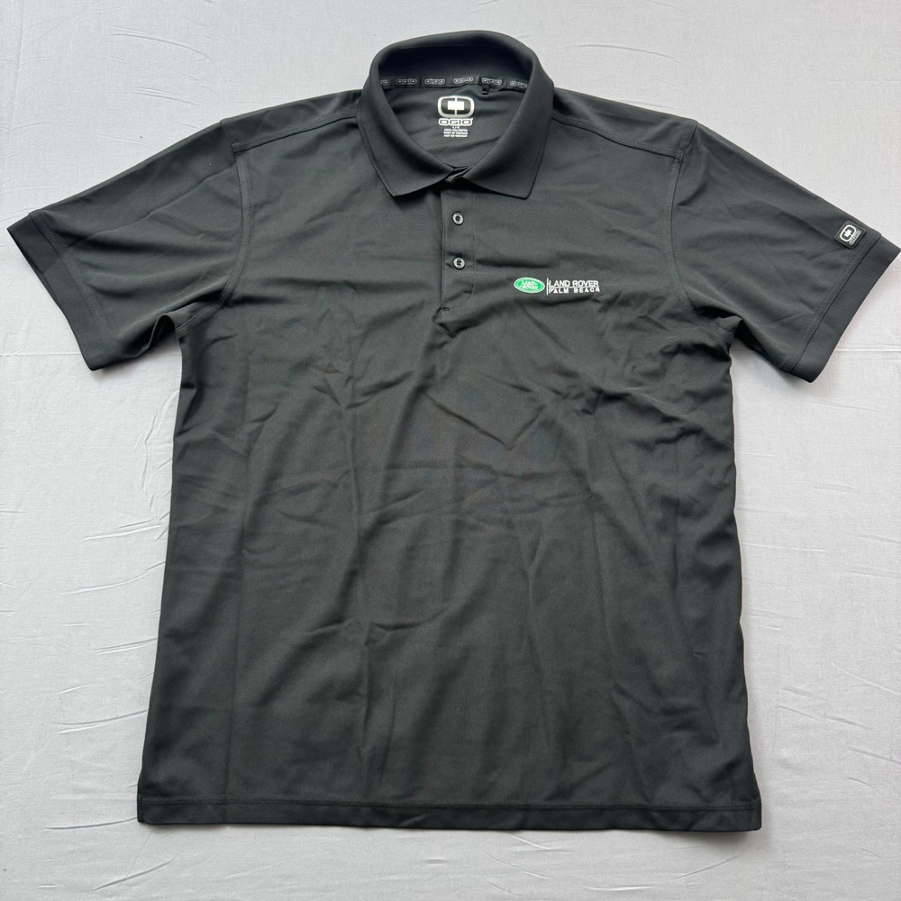 OGIO Mens Land Rover Palm Beach Polo Shirt Black Large Performance Golf Top